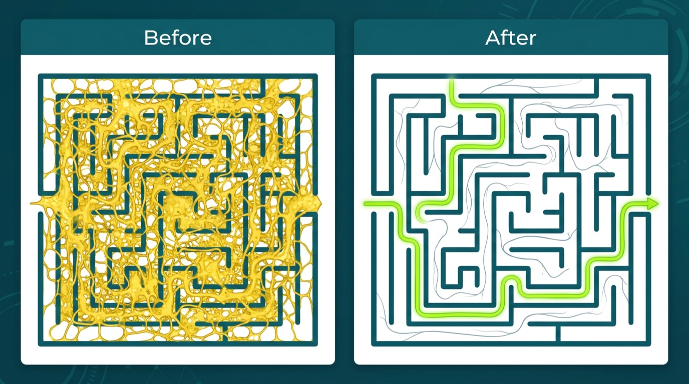 Physarum polycephalum filling then pruning a maze to the optimal path